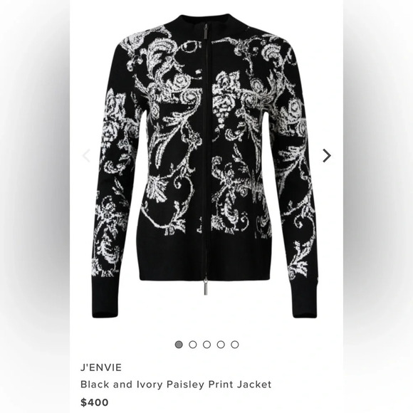 J’ Envie Women’s Paisley Print Jacket/Sweater Soft Cozy Black/ Ivory Size Large - Picture 2 of 9